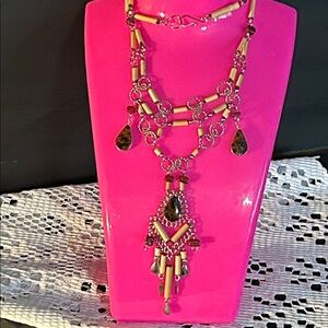 Peruvian Semi Precious and Bamboo Necklace